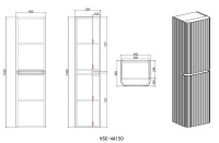 Шкаф Alto VSC-4A150MG-R подвесной, правый, 1500*404*350, светло-серый матовый - Gidratop.ru изображение