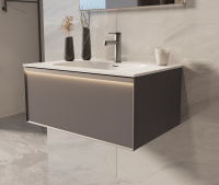 База под раковину Elise 800 подвесная, 2 выкатных ящика soft close, серый матовый - Gidratop.ru изображение