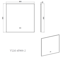 Зеркало LED VLM-4F800GM-2 800х800 c сенсорным выключателем, антизапотевание, вороненая сталь - Gidratop.ru изображение