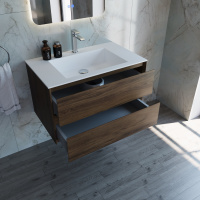 База под раковину Luka 800 подвесная, 2 выкатных ящика soft-close, С.Oak - Gidratop.ru изображение