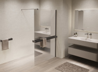 Душевая перегородка Walk-In VSW-1HR100MRGM, 1000*2000, вороненая сталь, стекло зеркальное - Gidratop.ru изображение