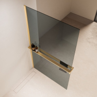 Душевая перегородка Walk-In VSW-1HR100MRG, 1000*2000, матовый золотой, стекло зеркальное - Gidratop.ru изображение