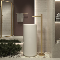 Смеситель для раковины напольный Rim VFBF-2R1BG, однорычажный, брашированное золото - Gidratop.ru изображение