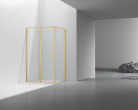 Душевой уголок Slim 8mm VSR-4SLP9012CLG, 1200*900, брашированное золото, стекло прозрачное - Gidratop.ru изображение