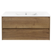 База под раковину Gio 100 подвесная, 2 выкатных ящика soft-close, T.Oak - Gidratop.ru изображение