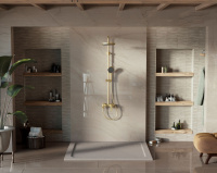 Душевая стойка VSFS-413BG с изливом, брашированное золото - Gidratop.ru изображение