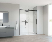 Душевая дверь Como Soft VDS-1CS140CLB, 1400, черный, стекло прозрачное - Gidratop.ru изображение