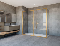 Душевой уголок Garda VSR-1G21017CLG, 1700*1000, брашированное золото, стекло прозрачное - Gidratop.ru изображение
