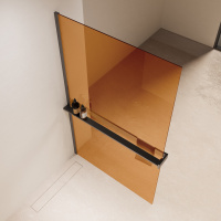 Душевая перегородка Walk-In VSW-1HR900GSGM, 900*2000, вороненая сталь, стекло янтарь - Gidratop.ru изображение