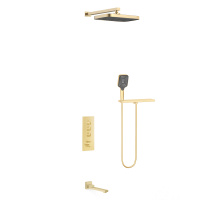Душевой комплект VSFW-431T1RBG встраиваемый, термостатический, 3 режима, брашированное золото - Gidratop.ru изображение