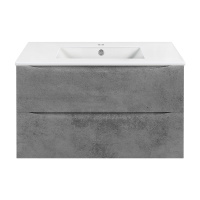 База под керамическую раковину Mia 900 подвесная, 2 выкатных ящика soft close, Beton - Gidratop.ru изображение