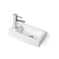 Раковина керамическая Vincea VBS-133L, 370*180*90, подвесная, цвет белый, левая - Gidratop.ru изображение