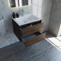 База под раковину Luka 600 подвесная, 2 выкатных ящика soft-close, С.Oak - Gidratop.ru изображение