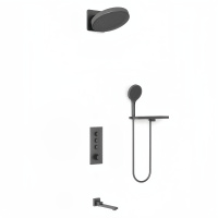 Душевой комплект Inspire VSFW-433TI3RGM встраиваемый, термостат, трехрежимный, вороненая сталь - Gidratop.ru изображение