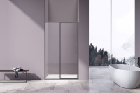 Душевая дверь Slim 8mm VDP-4SL120CLGM, вороненая сталь, стекло прозрачное - Gidratop.ru изображение