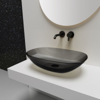 Раковина прозрачная Vincea VBS-6T12B, 540*360*150, накладная, цвет черный - Gidratop.ru изображение