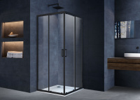 Душевой уголок Alpha VSS-3AL100CLB, 1000*1000, черный, стекло прозрачное - Gidratop.ru изображение