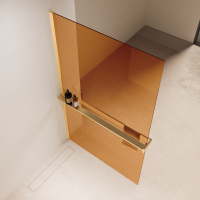 Душевая перегородка Walk-In VSW-1HR900GSG, 900*2000, матовый золотой, стекло янтарь - Gidratop.ru изображение