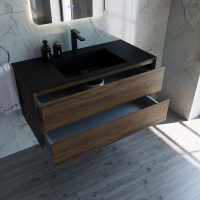 База под раковину Luka 1000 подвесная, 2 выкатных ящика soft-close, C.Oak - Gidratop.ru изображение