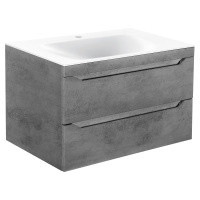 База под раковину Fine 800 подвесная, 2 выкатных ящика soft close, Beton - Gidratop.ru изображение