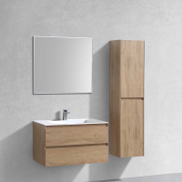 База под раковину Luka 800 подвесная, 2 выкатных ящика soft-close, N.Oak - Gidratop.ru изображение