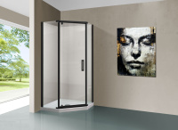 Душевой уголок Stresa VSP-1S900CLB, 900*900, черный, стекло прозрачное - Gidratop.ru изображение