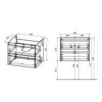 База под раковину Luka 600 подвесная, 2 выкатных ящика soft-close, G.Stone - Gidratop.ru изображение