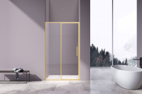 Душевая дверь Slim 8mm VDP-4SL120CLG, брашированное золото, стекло прозрачное - Gidratop.ru изображение