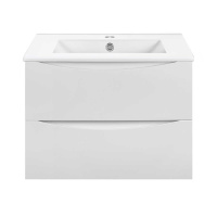 База под керамическую раковину Mia Slim 700 подвесная, 2 выкатных ящика soft close, G.White - Gidratop.ru изображение