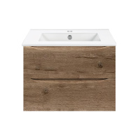 База под керамическую раковину Mia 700 подвесная, 2 выкатных ящика soft close, V.Oak - Gidratop.ru изображение