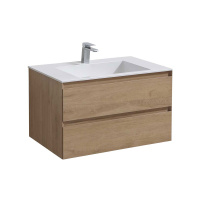 База под раковину Luka 800 подвесная, 2 выкатных ящика soft-close, N.Oak - Gidratop.ru изображение