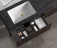 База под раковину Luxe 1400 подвесная, 2 выкатных ящика soft close, натуральный орех - Gidratop.ru изображение