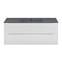 База под керамическую раковину Mia 1200 подвесная, 2 выкатных ящика soft close, G.White - Gidratop.ru изображение