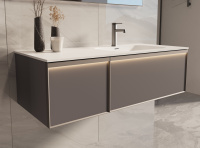 База под раковину Elise 1200 подвесная, правая, 2 выкатных ящика soft close, серый матовый - Gidratop.ru изображение