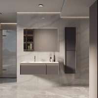 База под раковину Elise 1200 подвесная, 2 выкатных ящика soft close, серый матовый - Gidratop.ru изображение