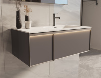 База под раковину Elise 1000 подвесная, правая, 2 выкатных ящика soft close, серый матовый - Gidratop.ru изображение