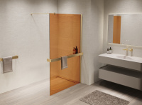 Душевая перегородка Walk-In VSW-1HR900GSG, 900*2000, матовый золотой, стекло янтарь - Gidratop.ru изображение