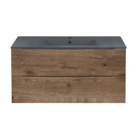 База под керамическую раковину Mia 1000 подвесная, 2 выкатных ящика soft close, V.Oak - Gidratop.ru изображение
