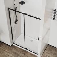 Душевая дверь City VDS-5CT150CLB, 1500, черный, стекло прозрачное - Gidratop.ru изображение