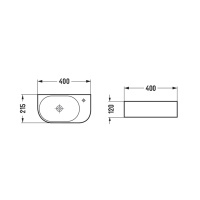 Раковина керамическая Vincea VBS-506R, 400*215*120, подвесная, цвет белый, правая - Gidratop.ru изображение