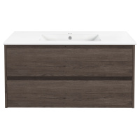 База под раковину Gio 100 подвесная, 2 выкатных ящика soft-close, R.Oak - Gidratop.ru изображение