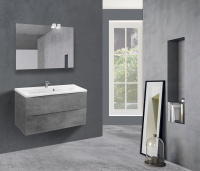 База под раковину Mia 900 подвесная, 2 выкатных ящика soft close, Beton - Gidratop.ru изображение