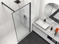 Душевая перегородка Walk-In VSW-1HS900CLB, 900*2000, черный матовый, стекло прозрачное - Gidratop.ru изображение