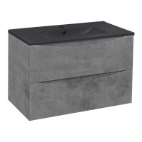 База под керамическую раковину Mia 800 подвесная, 2 выкатных ящика soft close, Beton - Gidratop.ru изображение