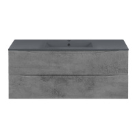 База под керамическую раковину Mia 1200 подвесная, 2 выкатных ящика soft close, Beton - Gidratop.ru изображение