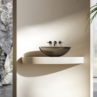 Раковина прозрачная Vincea VBS-6T11B, 500*350*150, накладная, цвет черный - Gidratop.ru изображение