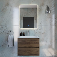 База под раковину Luka 600 подвесная, 2 выкатных ящика soft-close, С.Oak - Gidratop.ru изображение