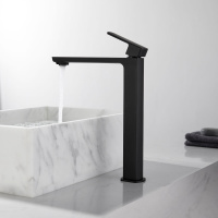 Смеситель для накладной раковины Next VBF-1N2MB однорычажный, черный - Gidratop.ru изображение