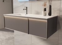 База под раковину Elise 1200 подвесная, 2 выкатных ящика soft close, серый матовый - Gidratop.ru изображение