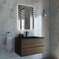 База под раковину Luka 800 подвесная, 2 выкатных ящика soft-close, С.Oak - Gidratop.ru изображение